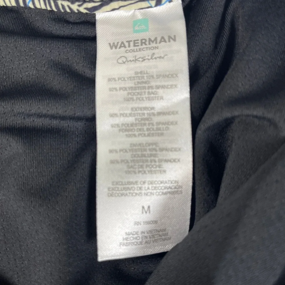 Quiksilver Waterman Collection Swim Volley Shorts Mens Medium Black 7 Inseam NEW